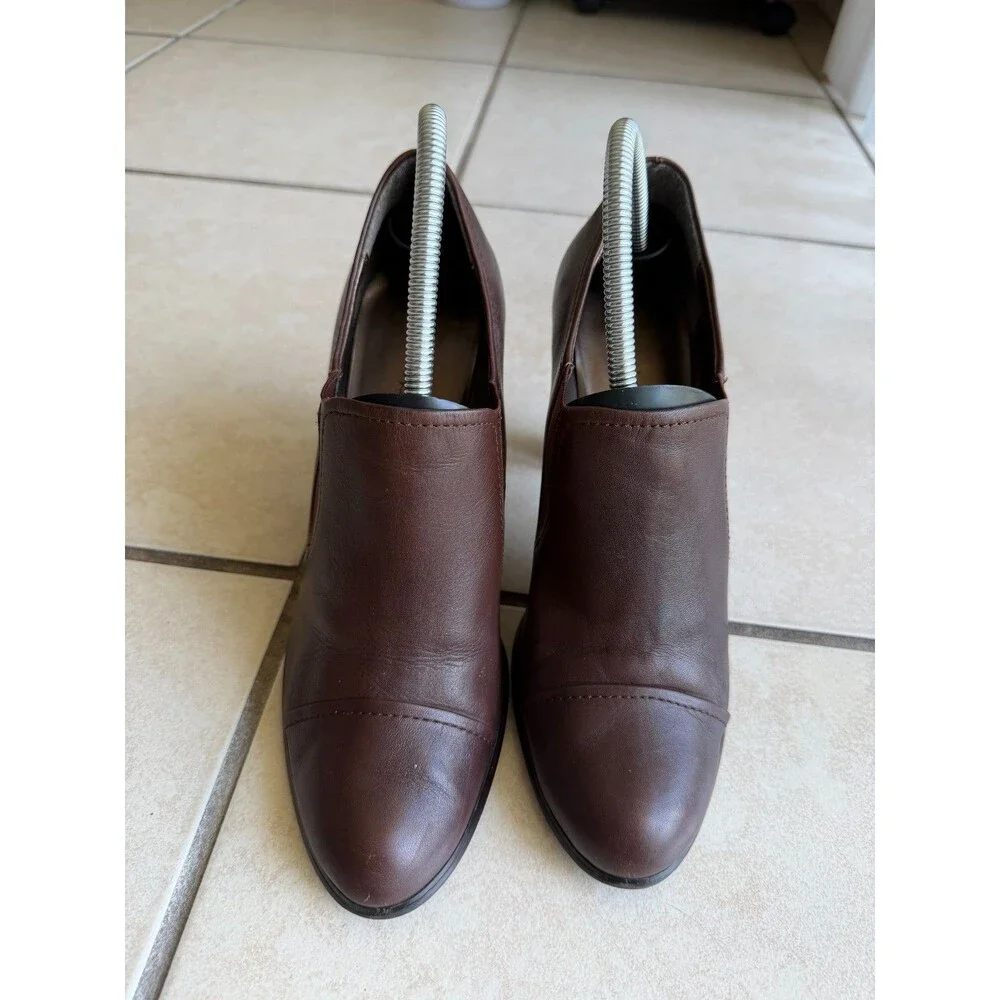 Maripé Reagan Brown Leather High Heel Pumps Chunky Block Heels Women Size 10M